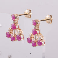 2.73 Ct Round Natural Ruby 14K Gold Earrings