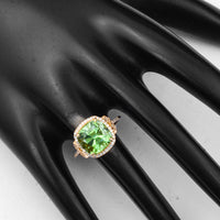 4.94 Ct Cushion Mixed Cut Natural Peridot 14K Gold Ring
