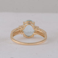 2.38 Ct Oval Aquamarine 9K Gold Ring