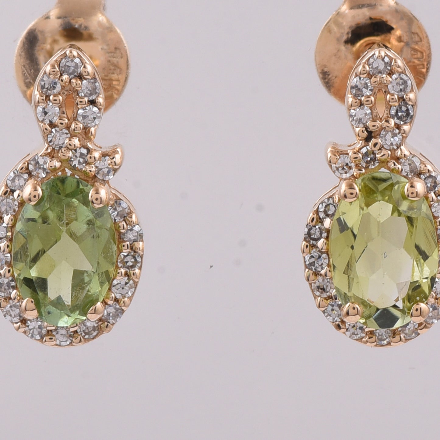 0.92 Ct Oval Natural Green Tourmaline 14K Gold Earrings