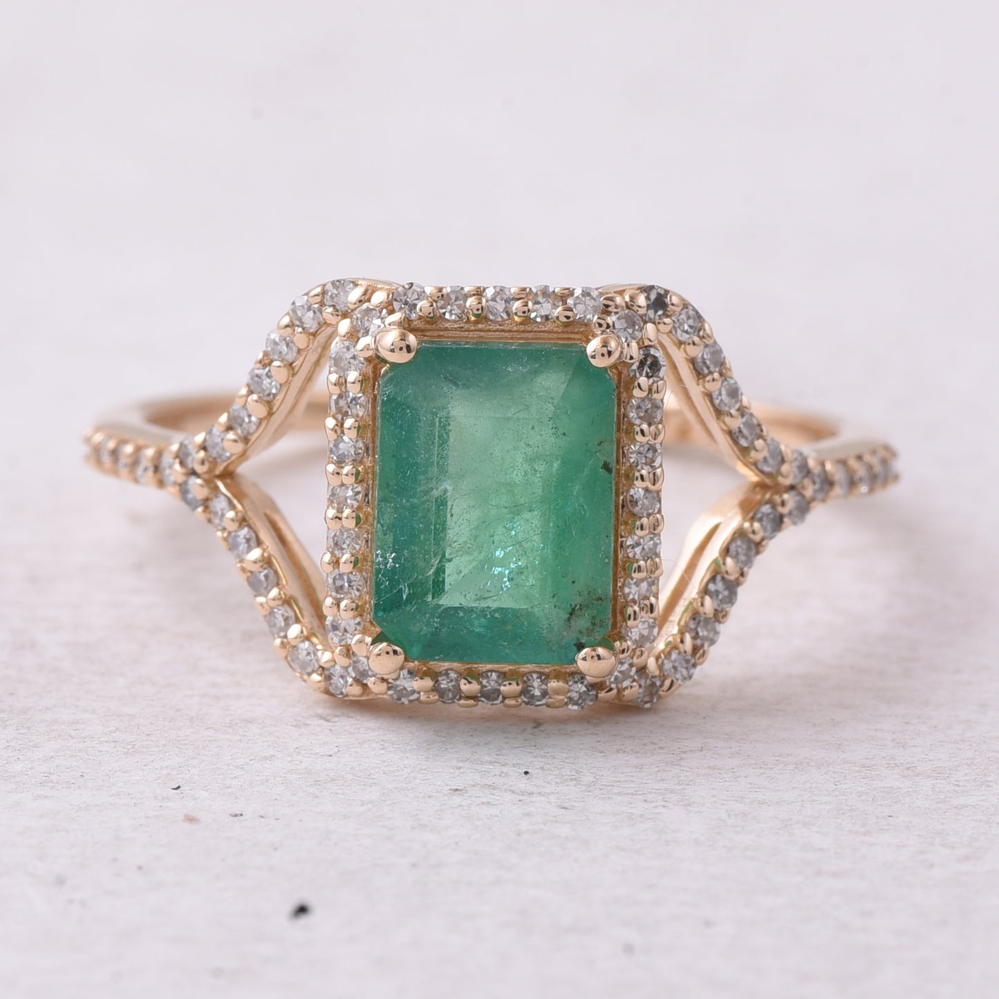 1.50 Ct Octagon Step Cut Natural Emerald 14K Gold Ring