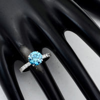 2.31 Carats Blue Lab Grown Diamond 14K Gold Ring
