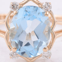 2.37 Ct Oval Natural Topaz 14K Gold Ring