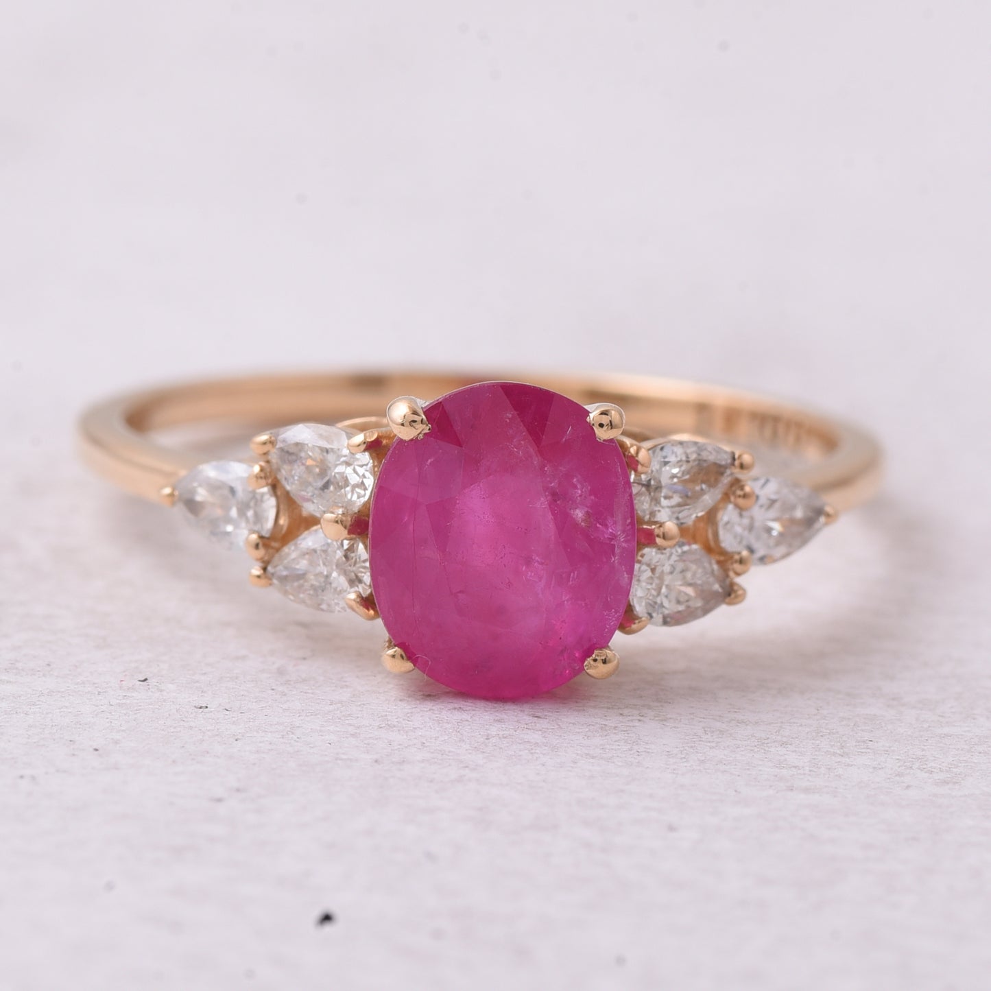 2.03 Ct Oval Mixed Cut Natural Ruby 14K Gold Ring