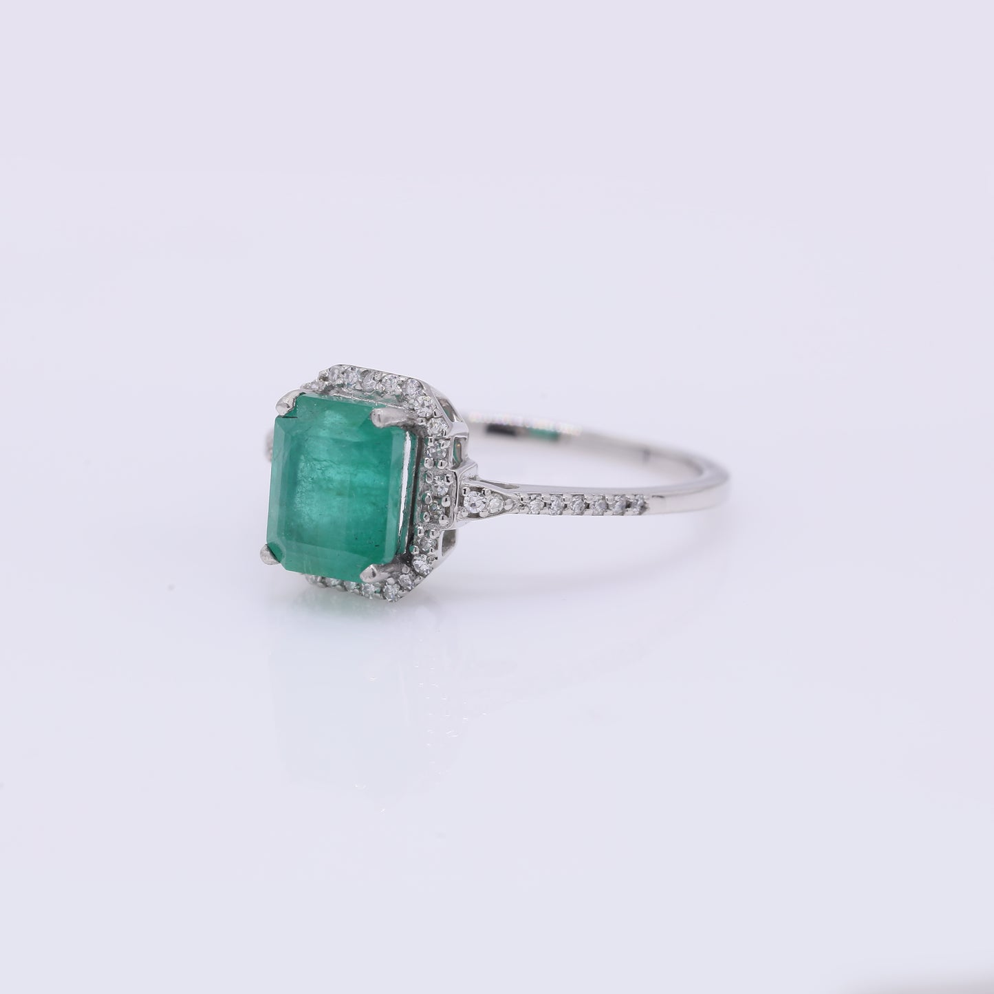 2.14 Ct Octagon Step Cut Natural Emerald 950 Platinum Ring