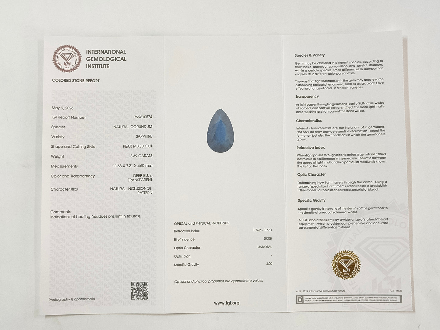 3.39 Natural Corundum Sapphire Pear Mixed Cut Gemstone
