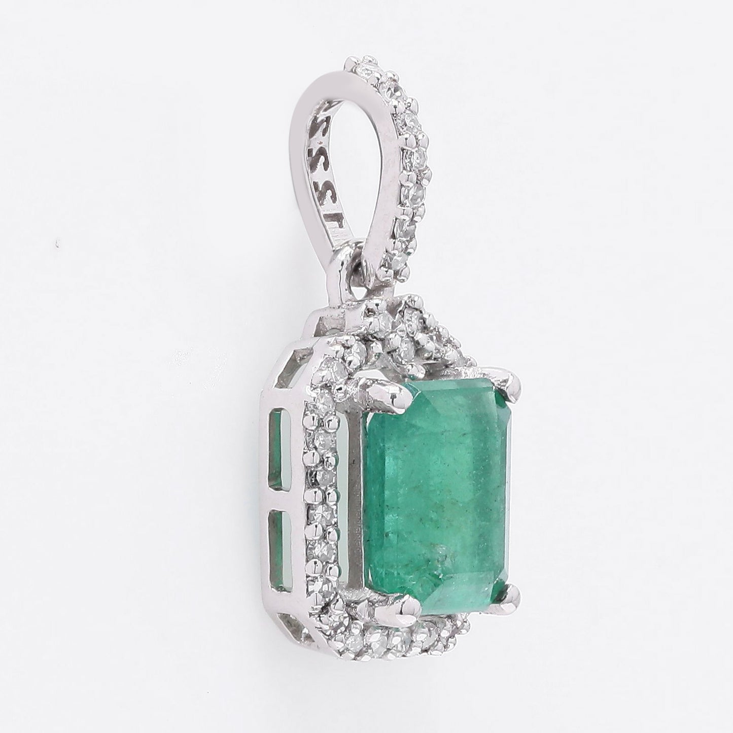 1.08 Ct Octagon Step Cut Natural Emerald 950 Platinum Pendant