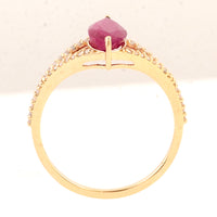 1.92 Ct Marquise Mixed Cut Natural Codundum Ruby 14K Gold Ring