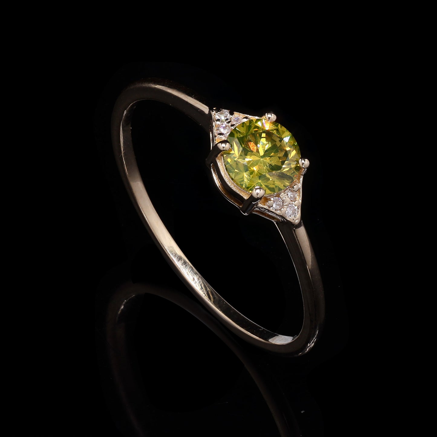 0.48 Ct Round Yellow Diamond 14K Gold Ring