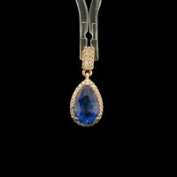 2.13 Ct Pear Mixed Cut Natural Sapphire 14K Gold Pendant