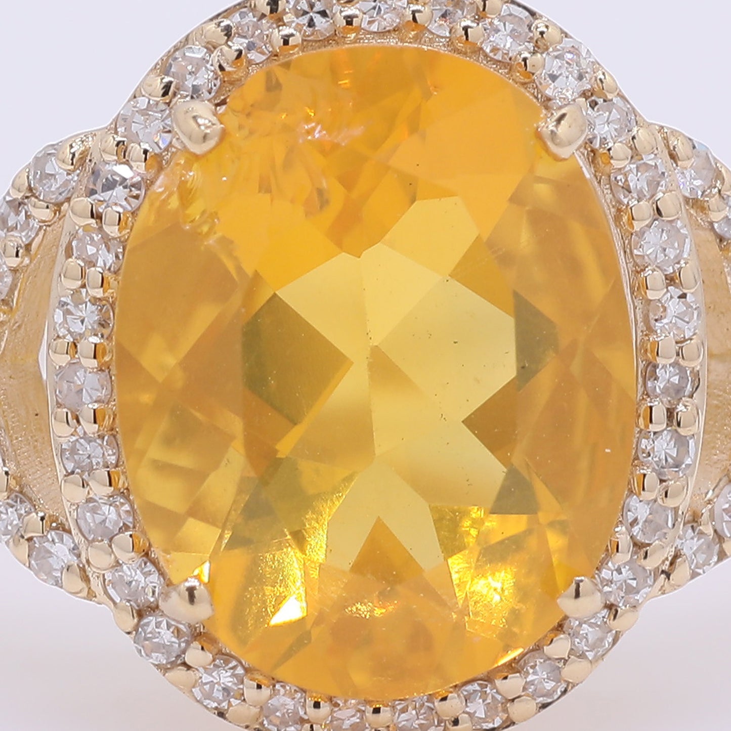 2.00 Ct Oval Mixed Cut Natural Fire Opal 14K Gold Ring