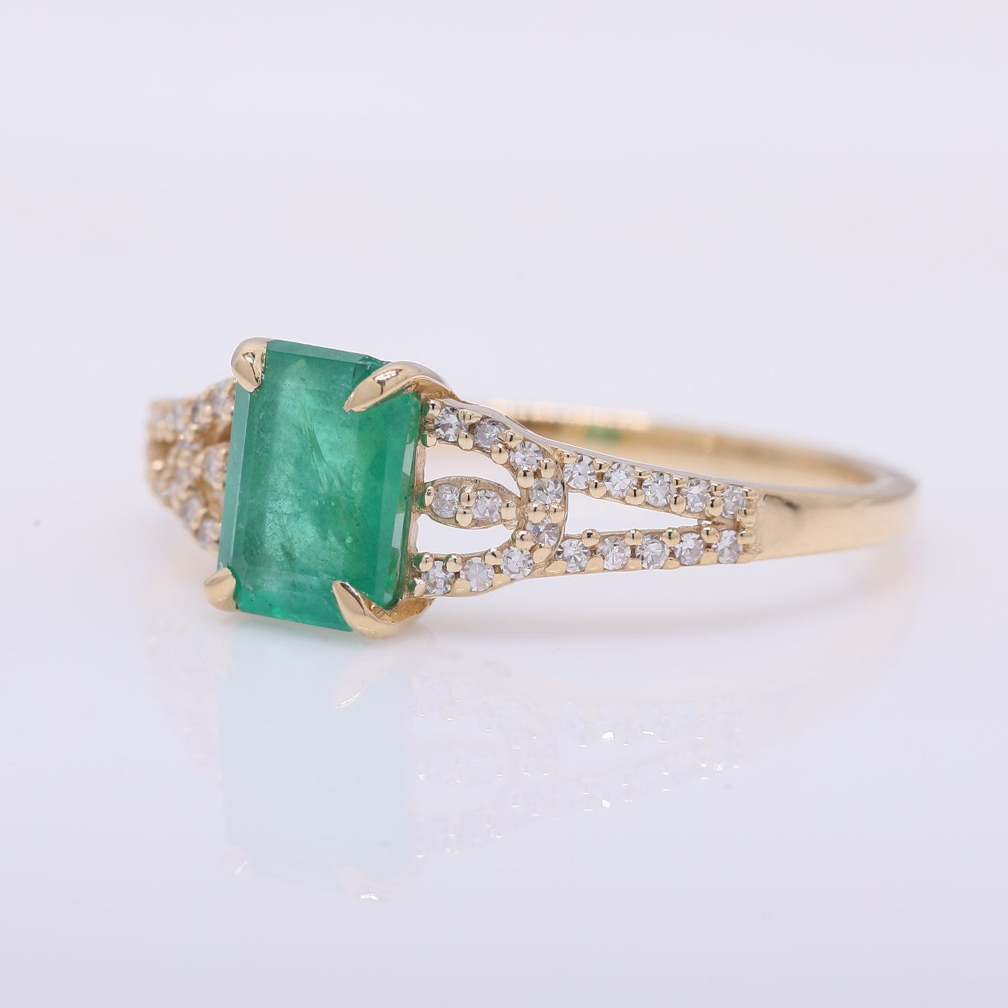 1.14 Ct Octagon Step Cut Natural Emerald 14K Gold Ring