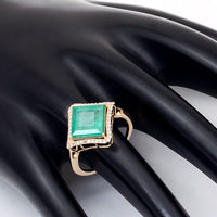 3.19 Ct Square Natural Emerald 14K Gold Ring