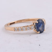 1.44 Ct Oval Natural Sapphire 14K Gold Ring