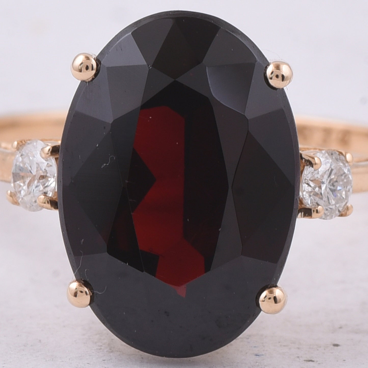 5.81 Ct Oval Natural Garnet 14K Gold Ring