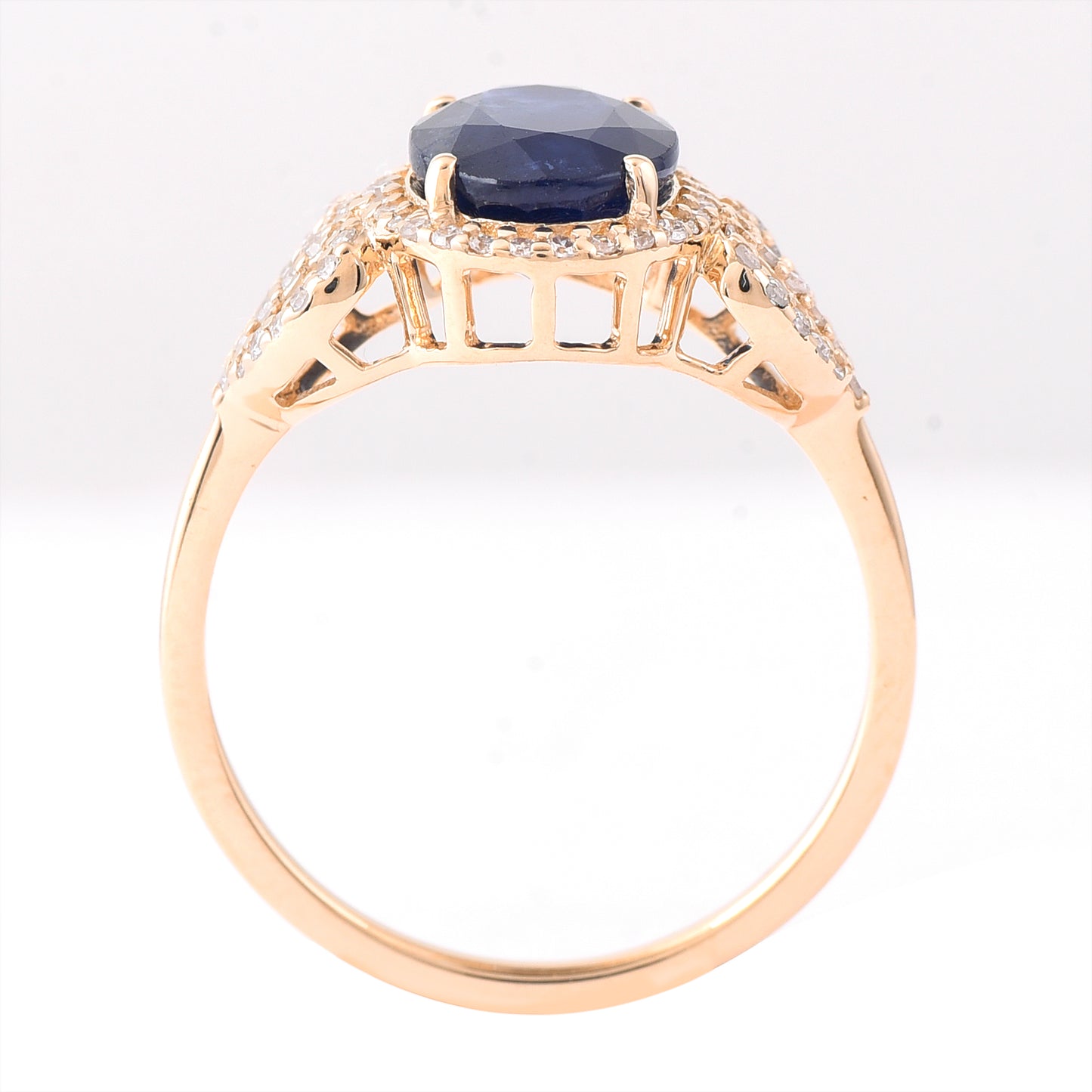 2.91 Ct Oval Mixed Cut Natural Sapphire 14K Gold Ring