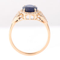 2.91 Ct Oval Mixed Cut Natural Sapphire 14K Gold Ring