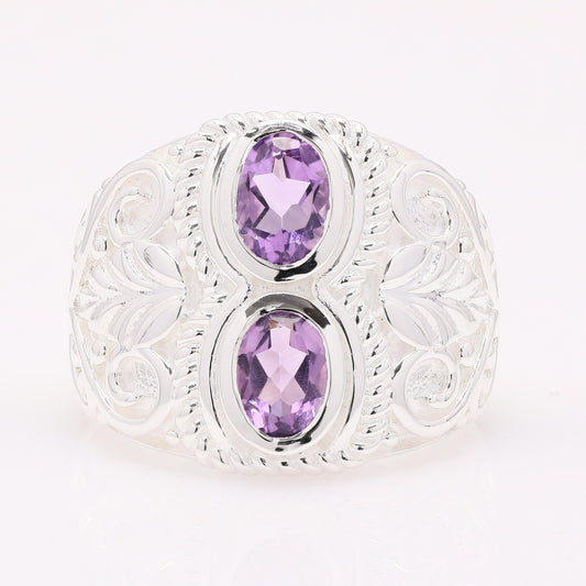 1.45 Ct Oval Amethyst 925 Silver Ring