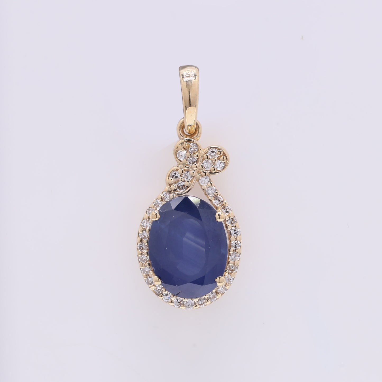 1.94 Ct Oval Mixed Cut Natural Sapphire 14K Gold Pendant