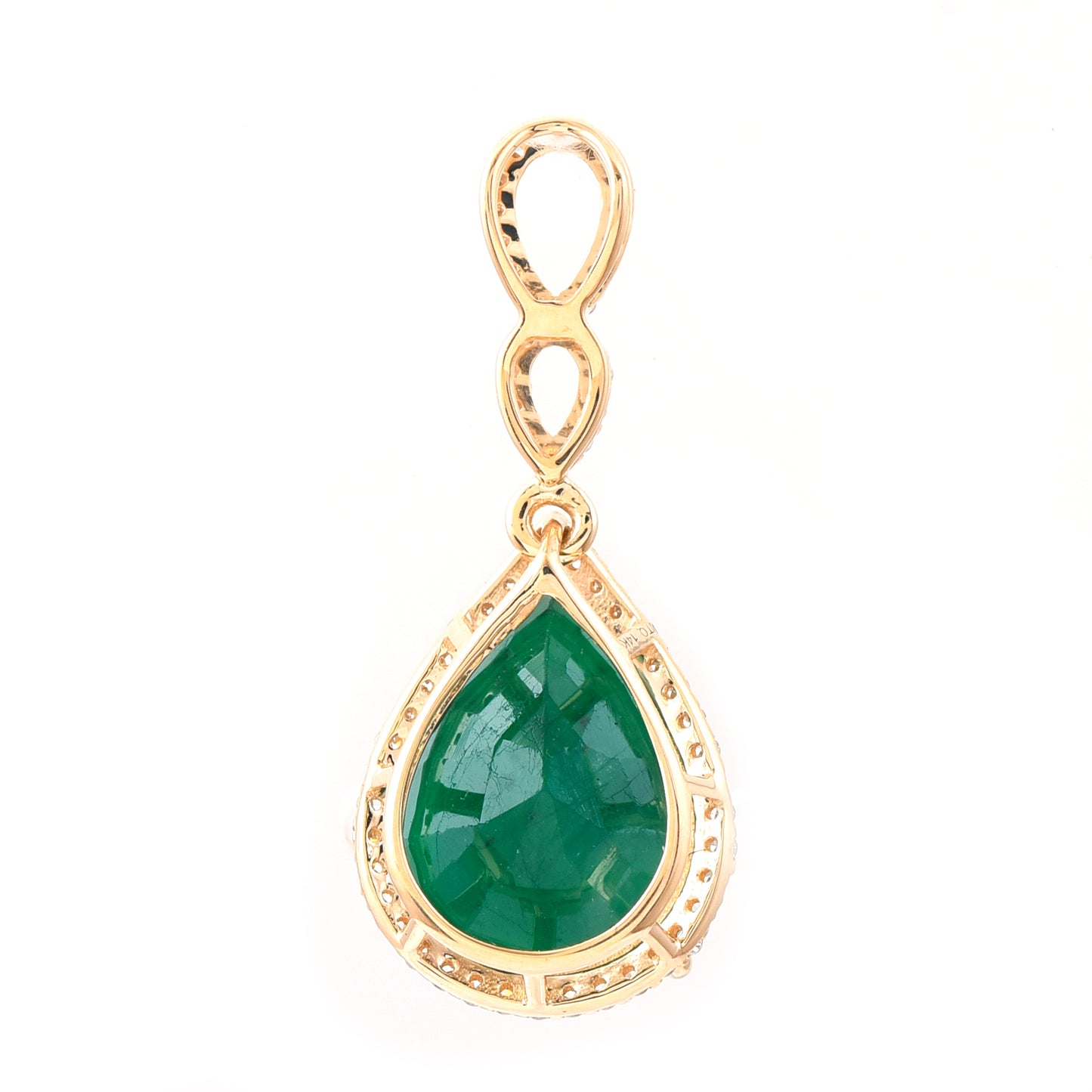 5.42 Ct Pear Mixed Cut Natural Emerald 14K Gold Pendant