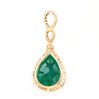 5.42 Ct Pear Mixed Cut Natural Emerald 14K Gold Pendant