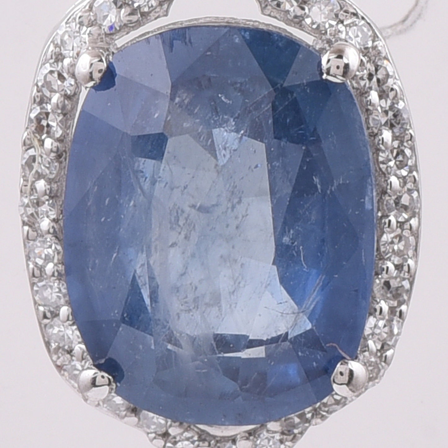 3.14 Ct Cushion Natural Sapphire 950 Platinum Pendant