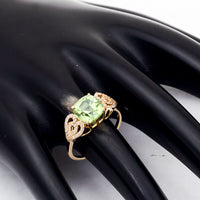 3.01 Ct Cushion Natural Eridot 14K Gold Ring