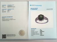 3.27 Ct Oval Mixed Cut Natural Green Sapphire 950 Platinum Ring