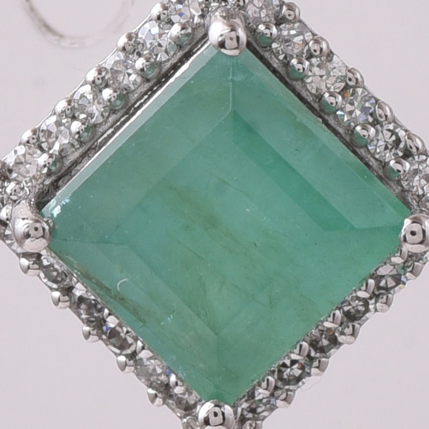 1.51 Ct Square Step Cut Natural Emerald 950 Platinum Pendant