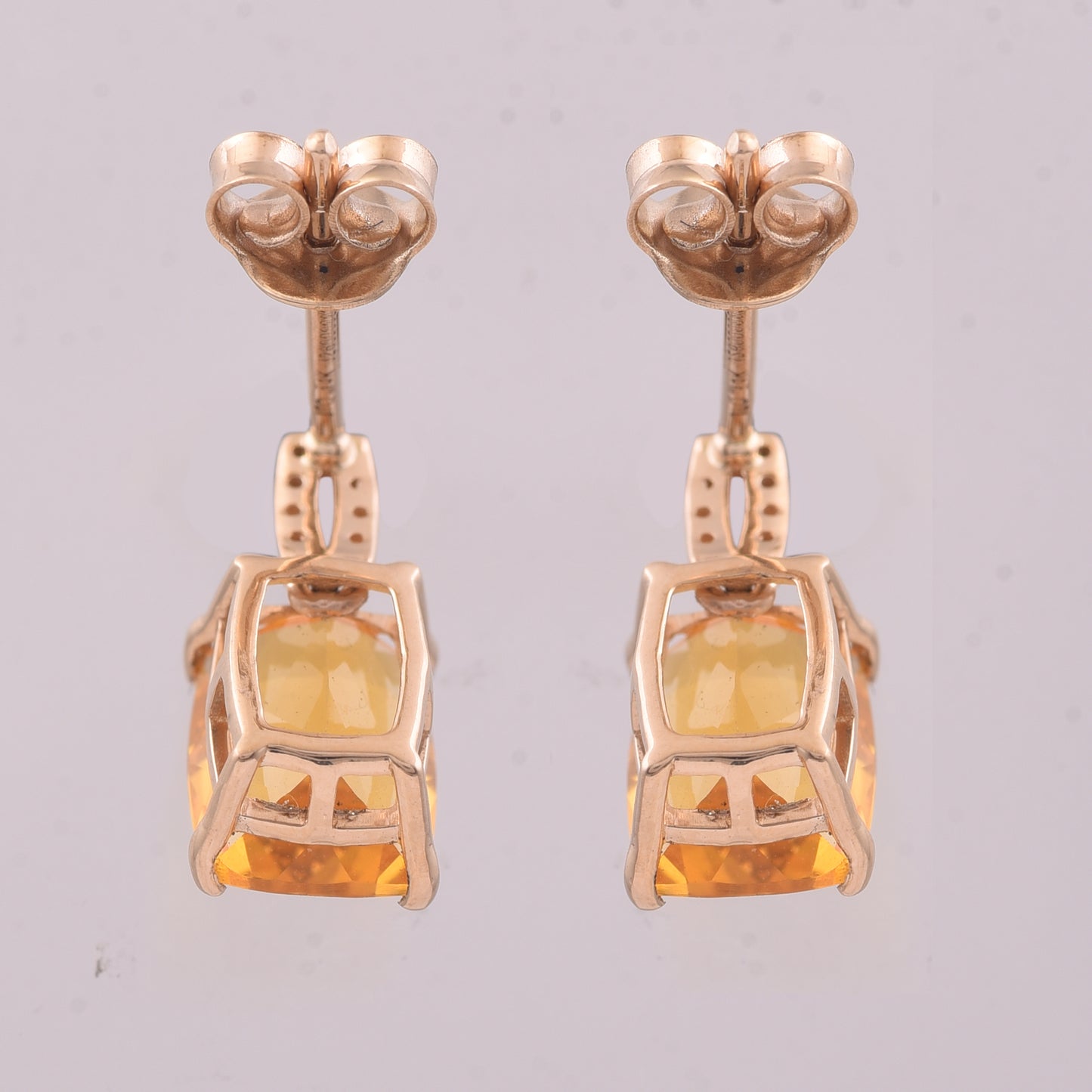 2.11 Ct Cushion Mixed Cut Natural Fire Opal 14K Gold Earrings