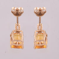 2.11 Ct Cushion Mixed Cut Natural Fire Opal 14K Gold Earrings