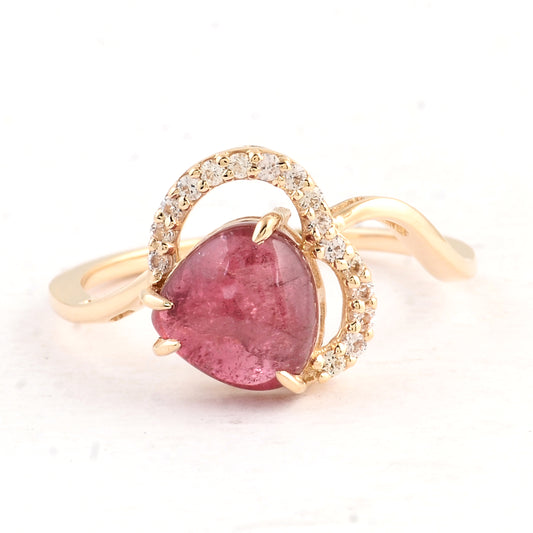 2.54 Ct Heart Tourmaline 14K Gold Ring