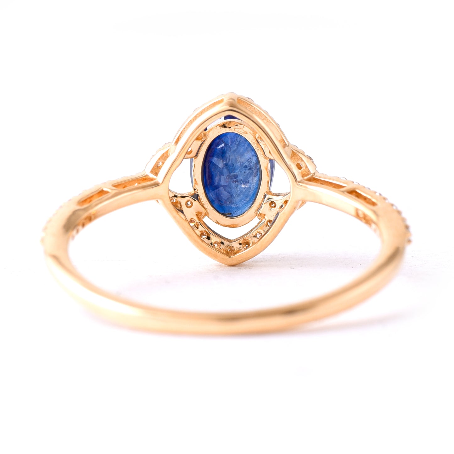 1.40 Ct Oval Mixed Cut Natural Sapphire 14K Gold Ring