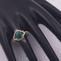 2.15 Ct Round Cabochon Cut Natural Emerald 14K Gold Ring