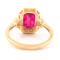 3.96 Ct Cut Cornered Rectangular Mixed Cut Natural Corundum Ruby 18K Gold Ring