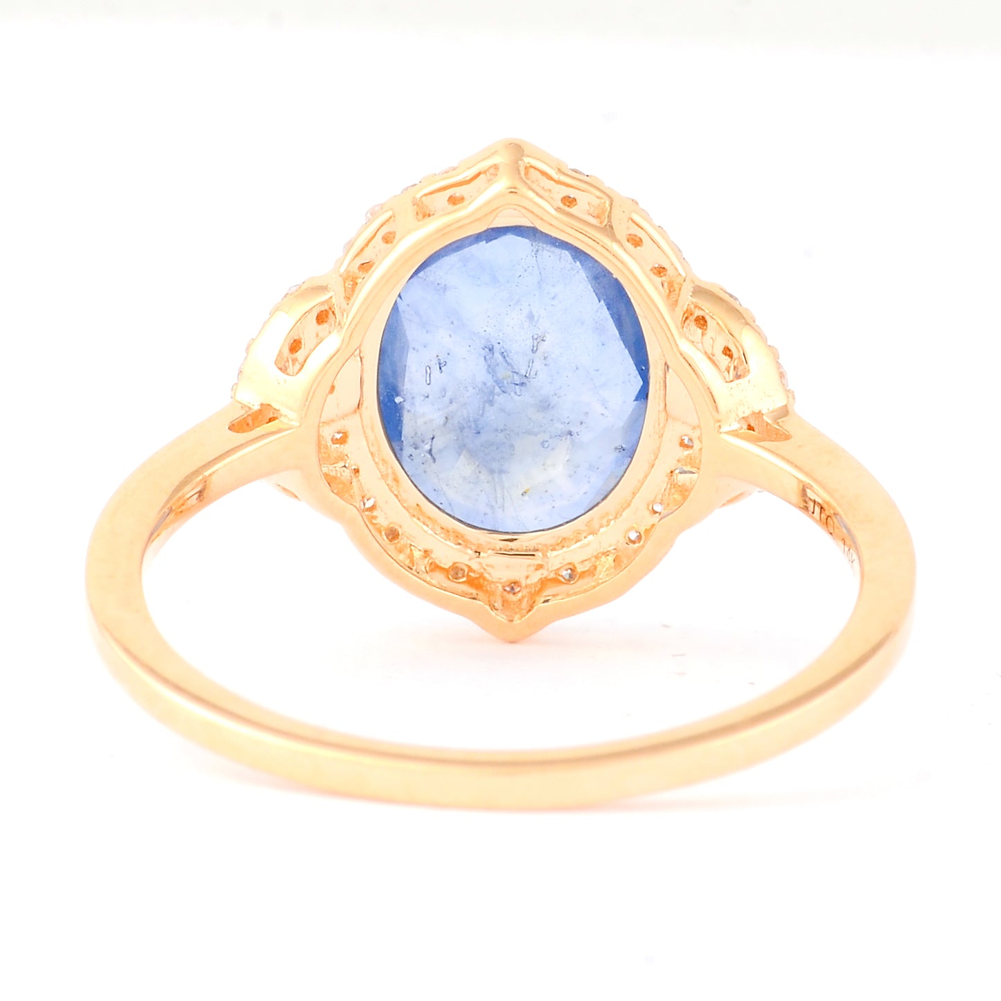 2.62 Ct Oval Mixed Cut Natural Sapphire 14K Gold Ring