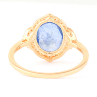 2.62 Ct Oval Mixed Cut Natural Sapphire 14K Gold Ring