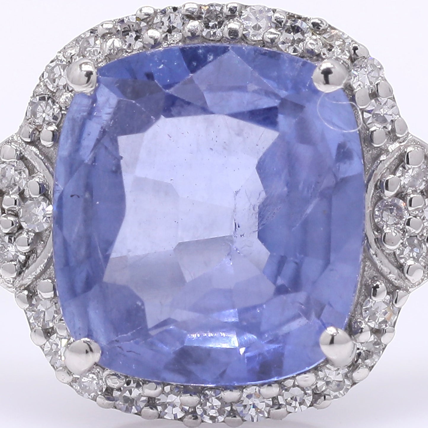 2.59 Ct Cushion Mixed Cut Natural Sapphire 950 Platinum Ring