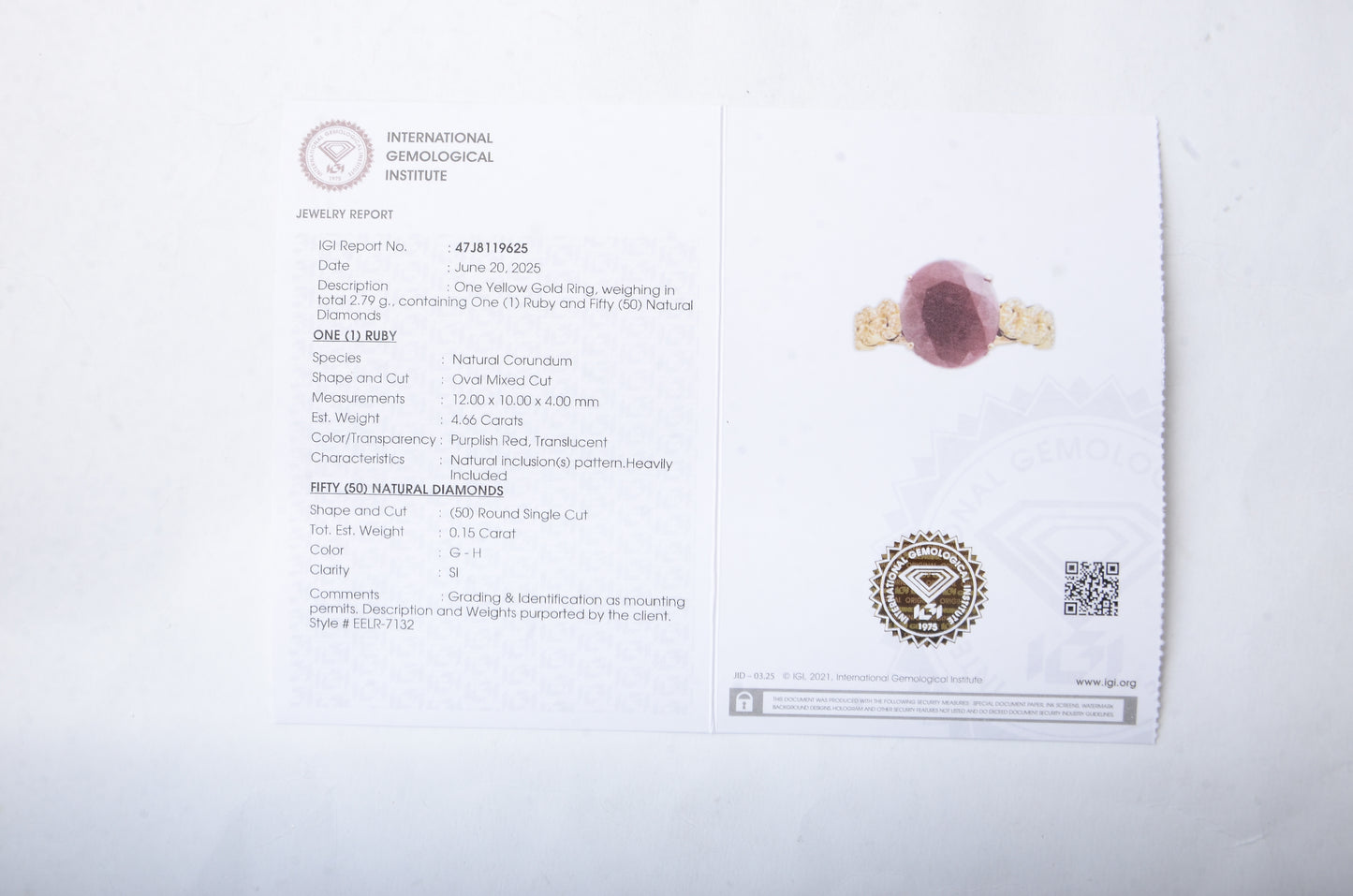 4.81 Ct Oval Mixed Cut Natural Corundum Ruby 14K Gold Ring