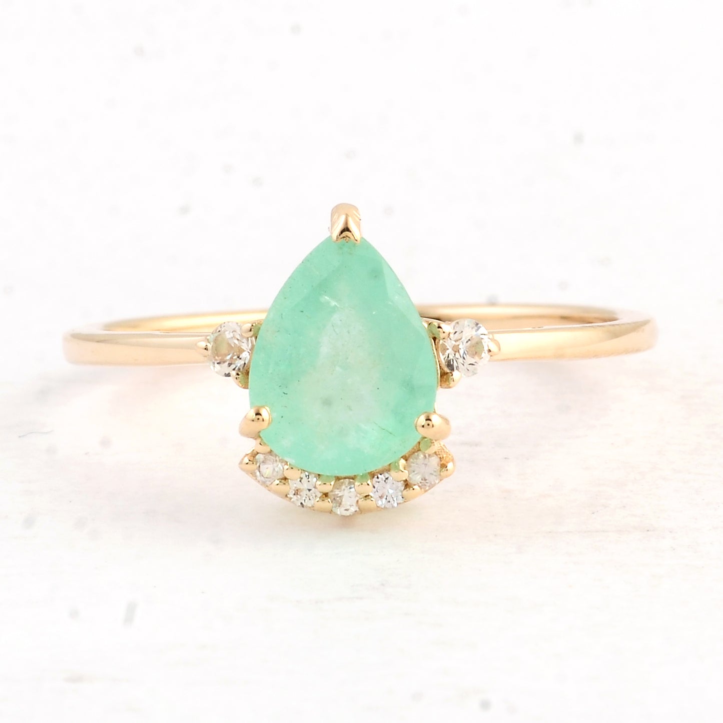 1.34 Ct Pear Emerald 14K Gold Ring