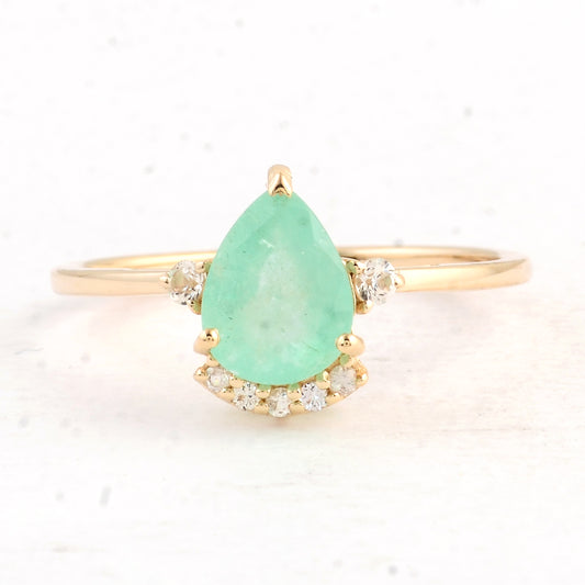 1.34 Ct Pear Emerald 14K Gold Ring