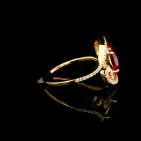 2.53 Ct Oval Mixed Cut Lab Grown Ruby 14K Gold Ring