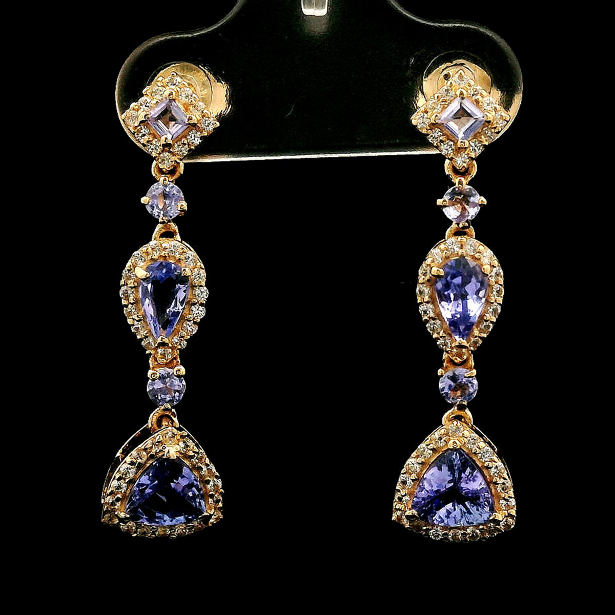 1.94 Ct Pear Tanzanite 14K Gold Earrings