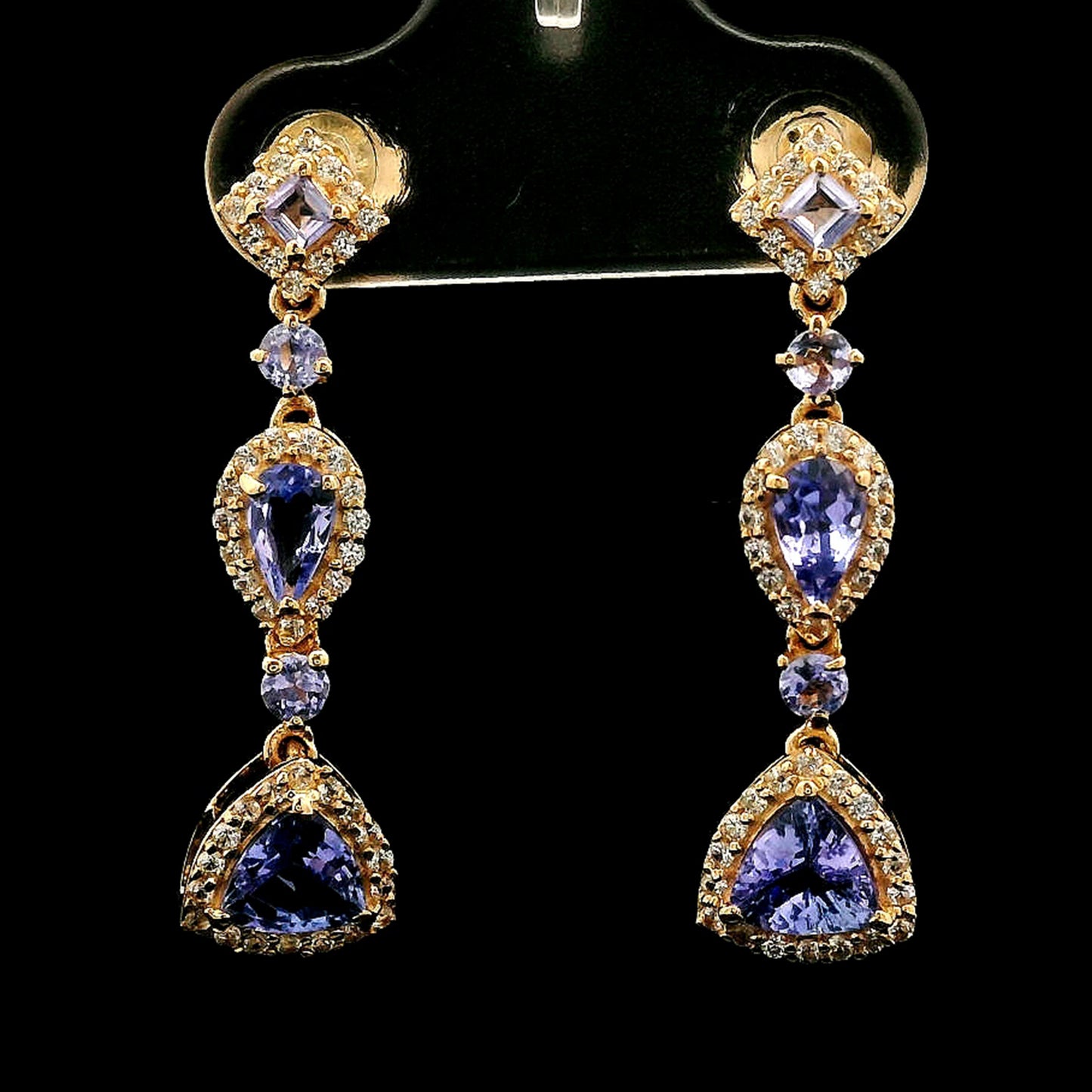 1.94 Ct Pear Tanzanite 14K Gold Earrings