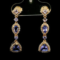 1.94 Ct Pear Tanzanite 14K Gold Earrings