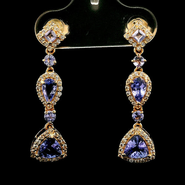 1.94 Ct Pear Tanzanite 14K Gold Earrings