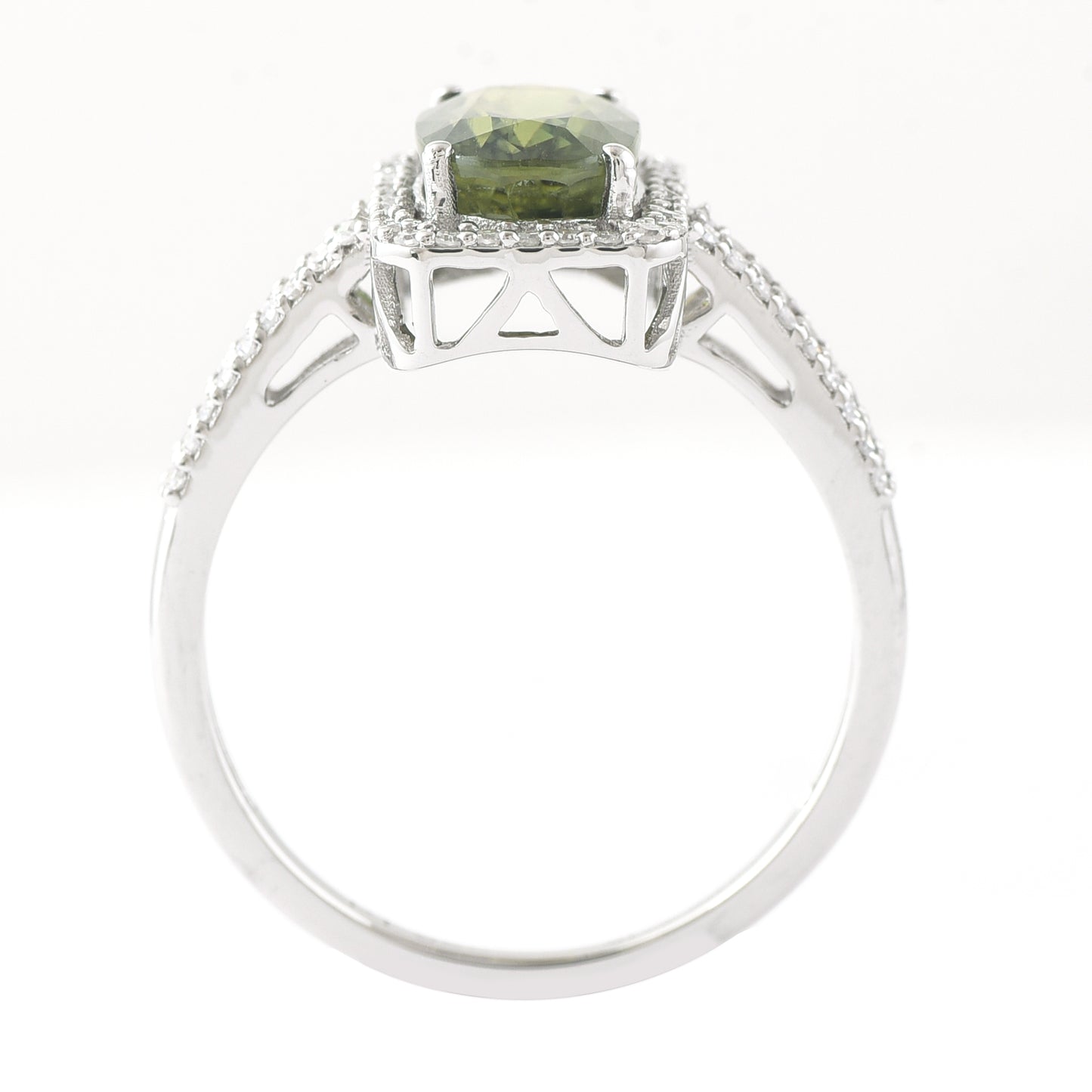2.84 Ct Oval Mixed Cut Natural Green Sapphire 950 Platinum Ring