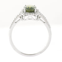 2.84 Ct Oval Mixed Cut Natural Green Sapphire 950 Platinum Ring