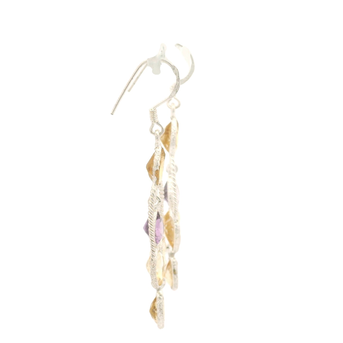 11.13 Ct Citrine, Amethyst 925 Sterling Silver Earrings