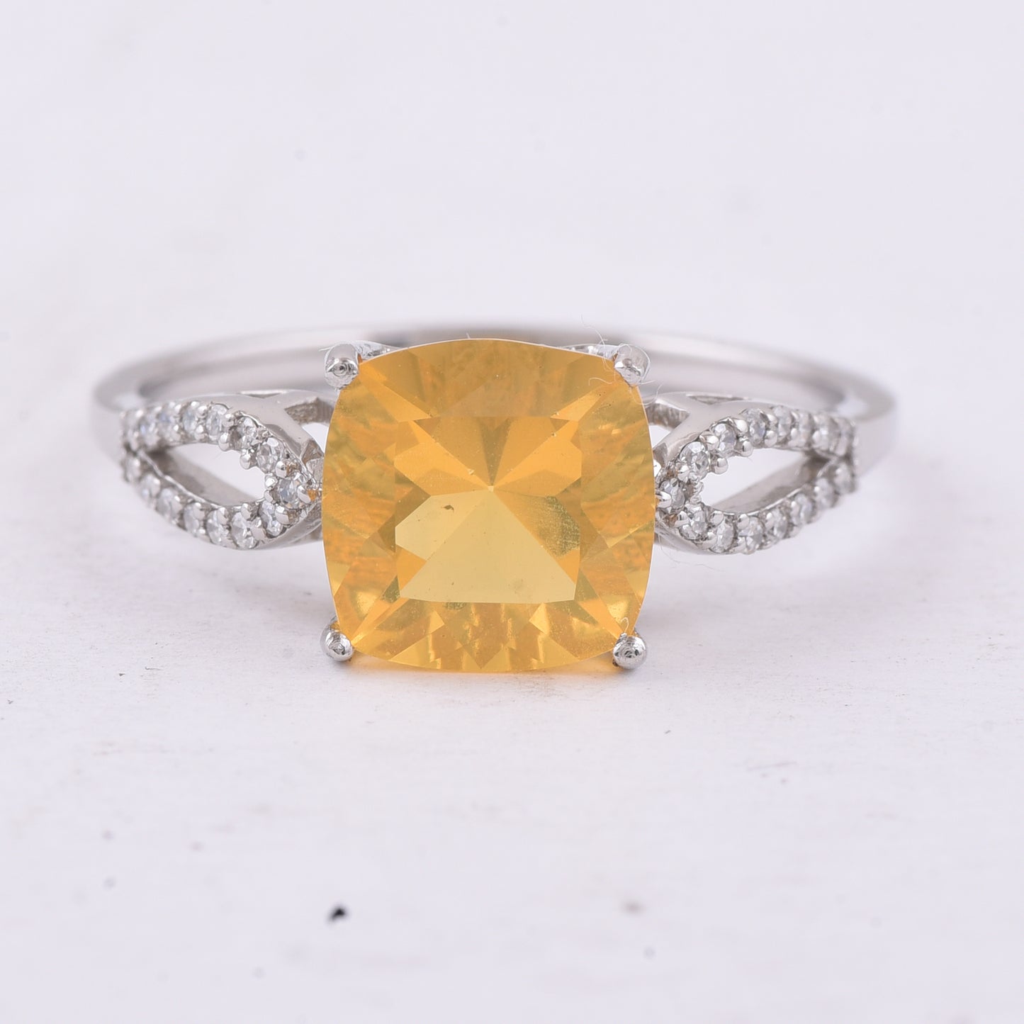 1.55 Ct Cushion Natural Fire Opal 950 Platinum Ring